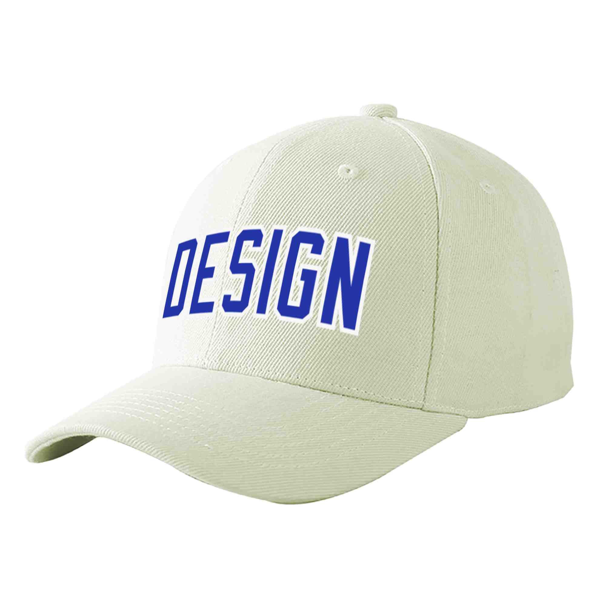 Custom Cream Royal-White Curved Eaves Sport Design Baseball Cap