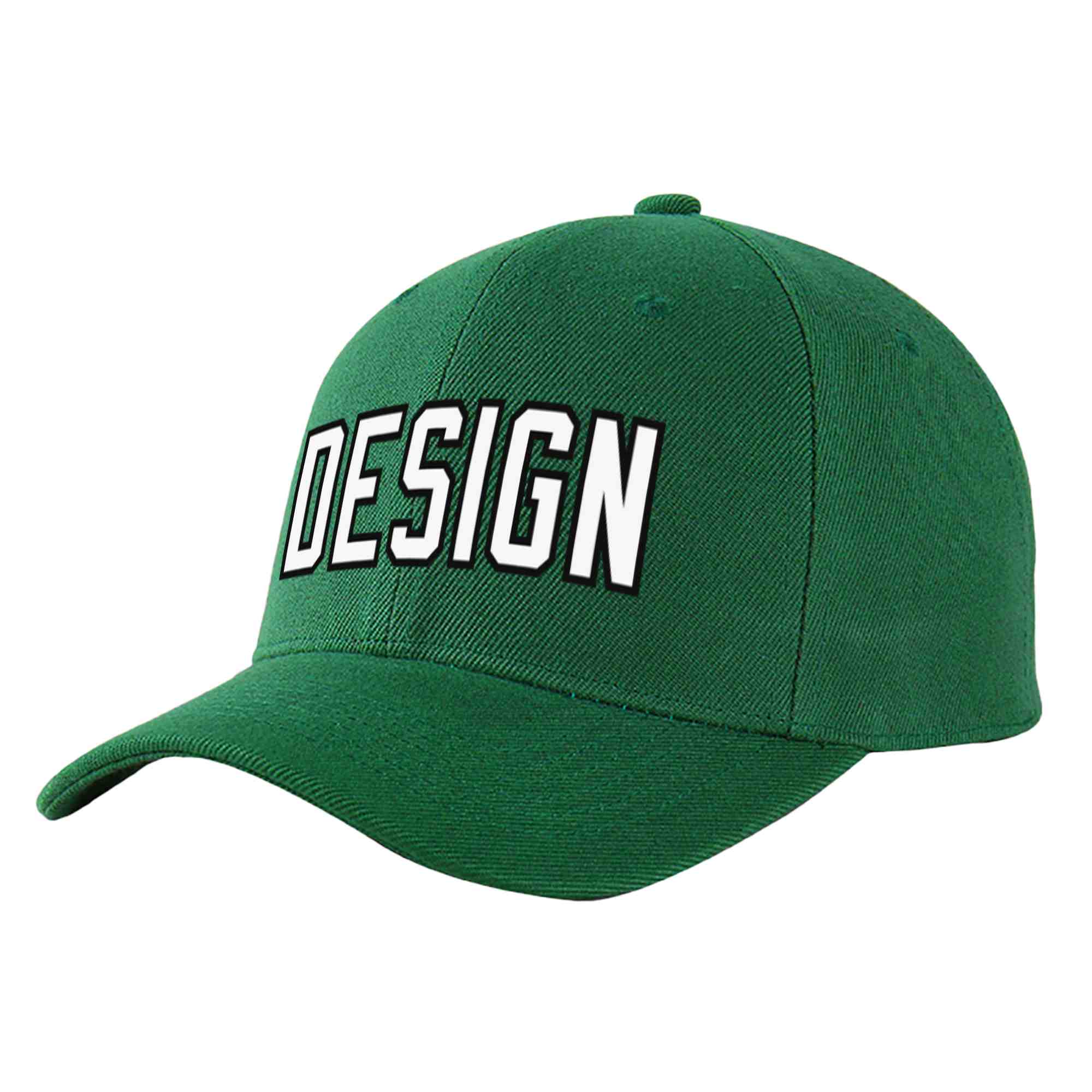 Casquette de baseball incurvée personnalisée vert blanc-noir avec avant-toit