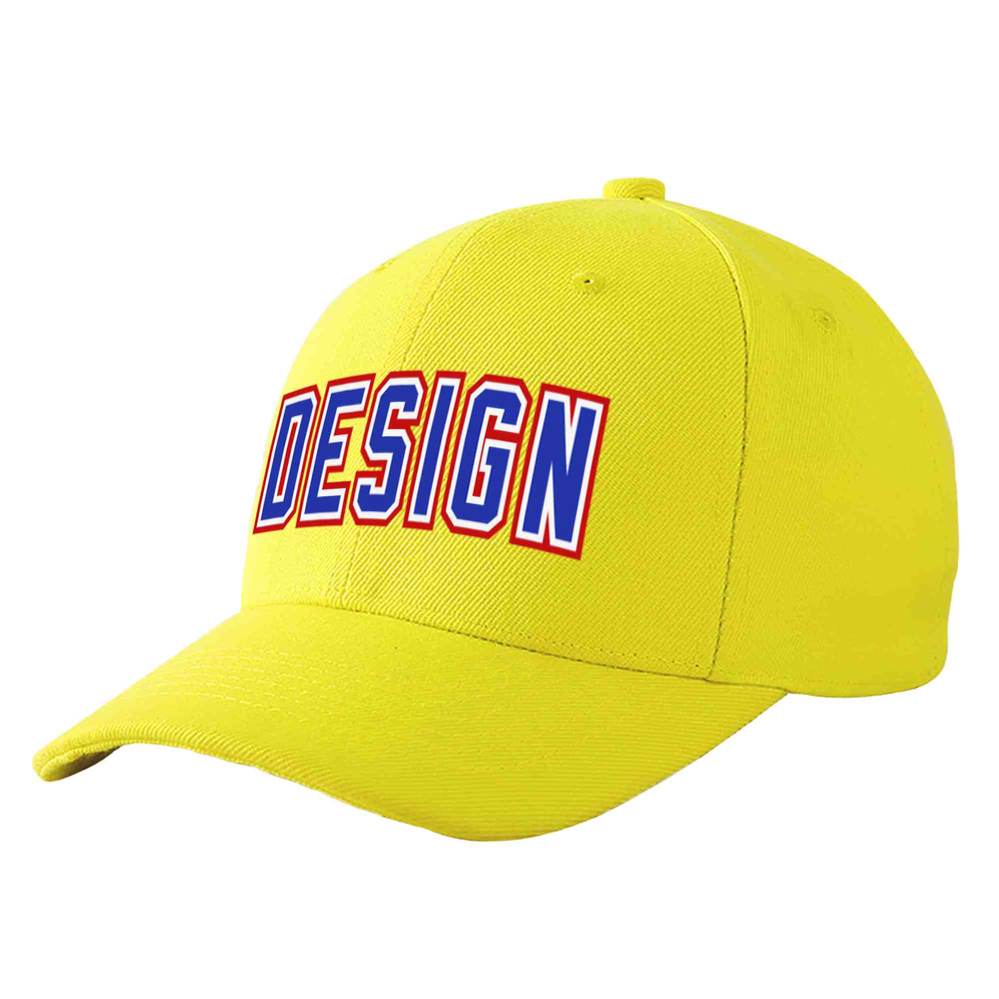 Custom Yellow Royal-White Curved Eaves Sport Design Baseball Cap