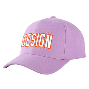 Casquette de baseball personnalisée, violet clair, blanc-orange, courbée, design sportif