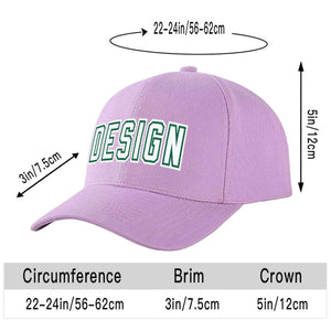 Custom Light Purple White-Kelly Green Curved Eaves Sport Design Baseball Cap