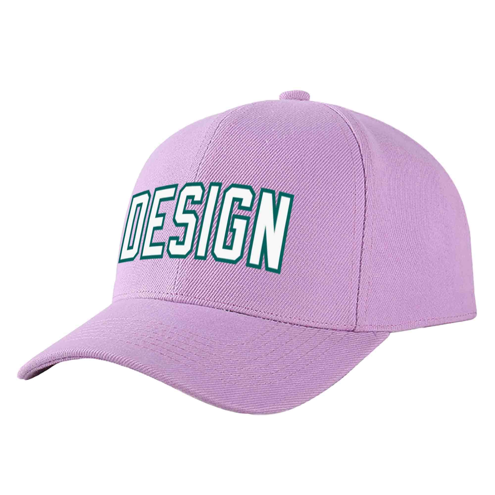 Custom Light Purple White-Aqua Curved Eaves Sport Design Baseball Cap