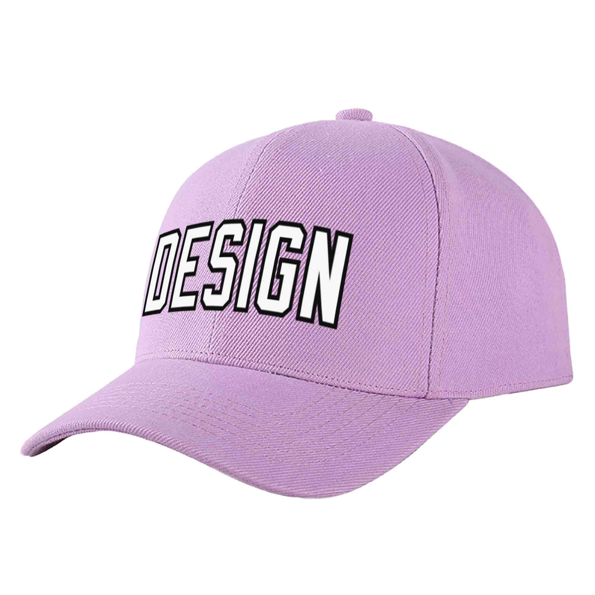 Custom Light Purple White-Black Curved Eaves Sport Design Baseball Cap