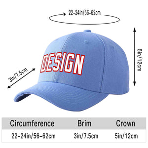 Casquette de baseball personnalisée bleu ciel blanc-rouge avec avant-toit incurvé