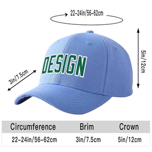 Casquette de baseball personnalisée bleu ciel Kelly vert-blanc avec avant-toit incurvé