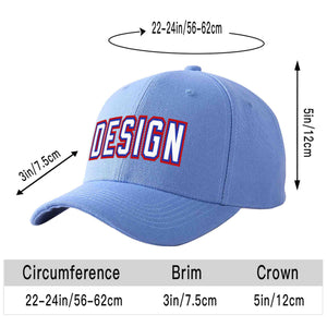 Custom Sky Blue White-Royal Curved Eaves Sport Design Baseball Cap