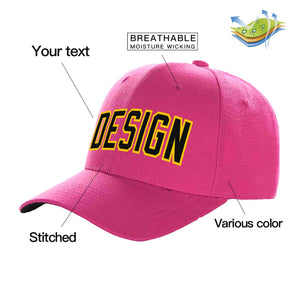 Custom Rose Red Black-Gold Curved Eaves Sport Design Baseball Cap