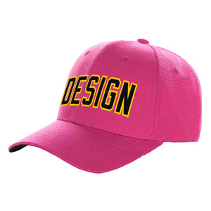 Custom Rose Red Black-Gold Curved Eaves Sport Design Baseball Cap