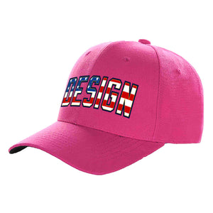 Casquette de baseball personnalisée avec drapeau américain, Rose rouge, Vintage, avec avant-toit incurvé doré, Design sportif