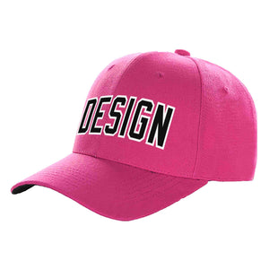 Custom Rose Red Black-White Curved Eaves Sport Design Baseball Cap