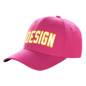 Casquette de baseball incurvée personnalisée Rose rouge blanc-or avec avant-toit