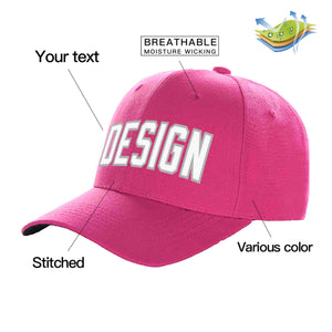 Custom Rose Red White-Gray Curved Eaves Sport Design Baseball Cap