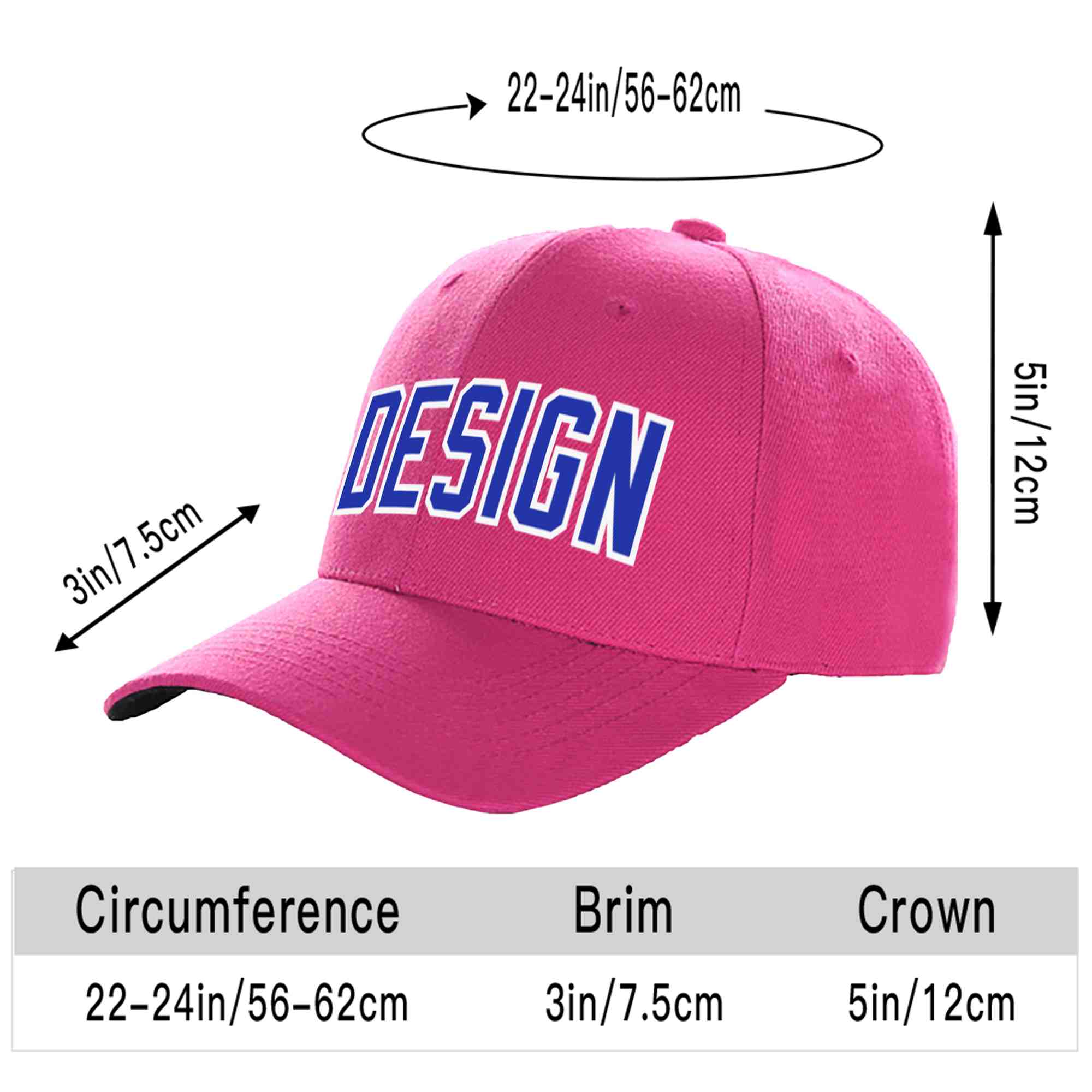 Custom Rose Red Royal-White Curved Eaves Sport Design Baseball Cap