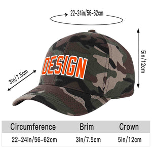 Custom Camo Orange-White Curved Eaves Sport Design Baseball Cap