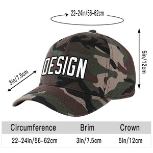 Custom Camo White-Black Curved Eaves Sport Design Baseball Cap