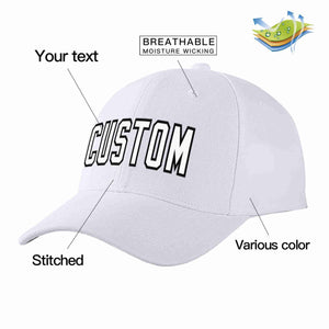 Conception personnalisée de casquette de baseball de sport incurvée blanc-noir blanc pour hommes/femmes/jeunes