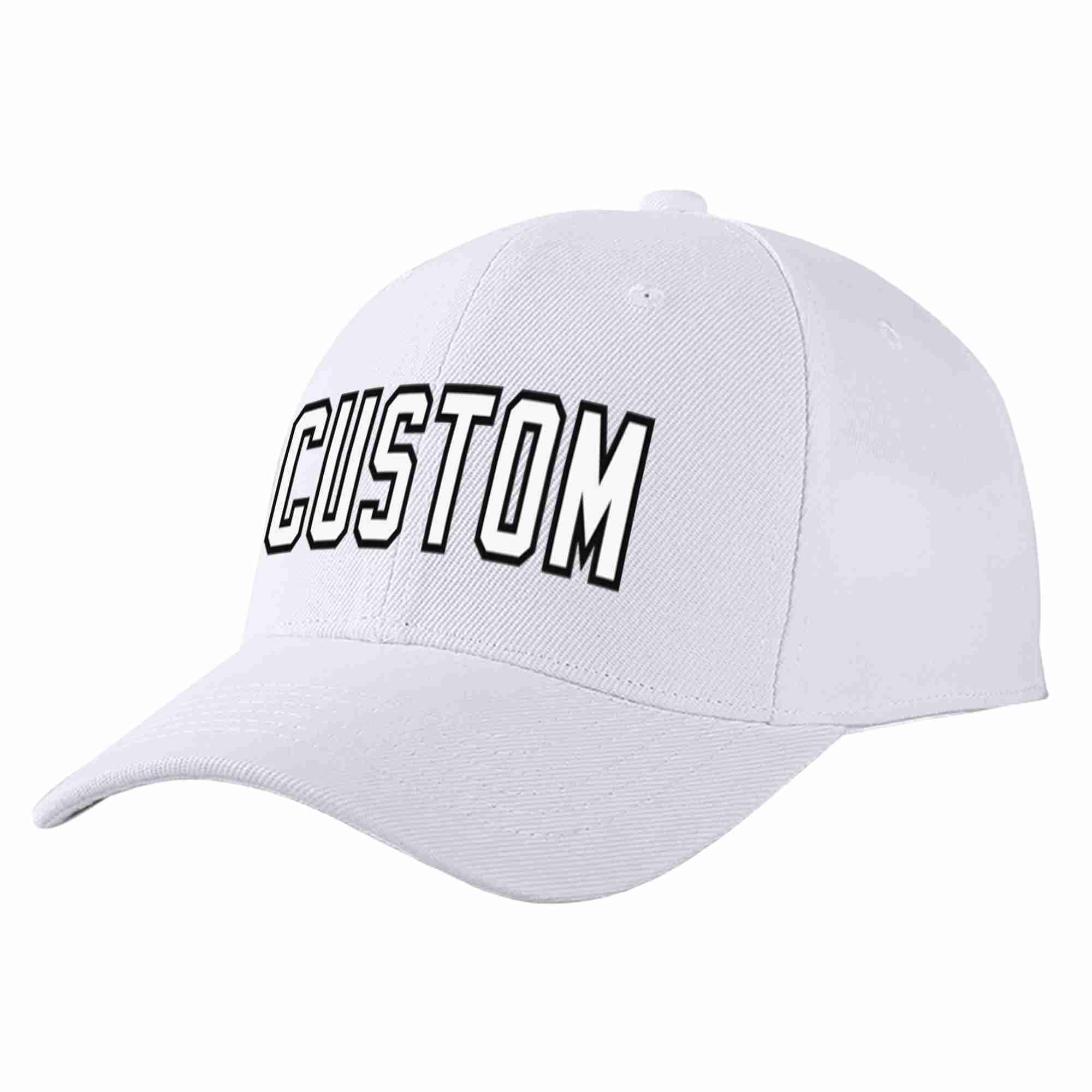 Conception personnalisée de casquette de baseball de sport incurvée blanc-noir blanc pour hommes/femmes/jeunes