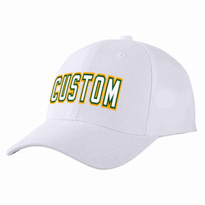 Conception personnalisée de casquette de baseball de sport incurvée blanc-vert Kelly pour hommes/femmes/jeunes