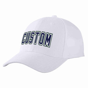 Conception personnalisée de casquette de baseball de sport incurvée blanc marine-blanc pour hommes/femmes/jeunes