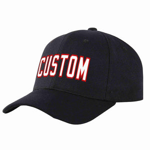 Conception personnalisée de casquette de baseball de sport incurvée noir blanc-rouge pour hommes/femmes/jeunes