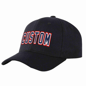 Conception personnalisée de casquette de baseball de sport incurvée noir marine-blanc pour hommes/femmes/jeunes