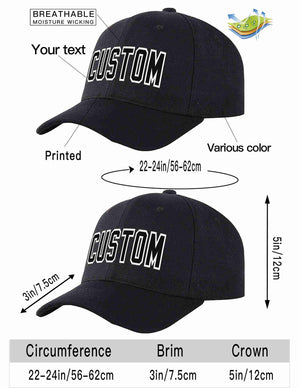 Custom Black Black-White Curved Eaves Sport Baseball Cap Design for Men/Women/Youth