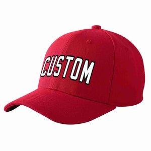 Conception personnalisée de casquette de baseball de sport incurvée rouge blanc-noir pour hommes/femmes/jeunes