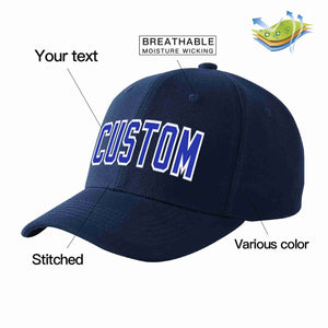 Conception personnalisée de casquette de baseball de sport incurvée Eaves Royal-White de la marine pour hommes/femmes/jeunes