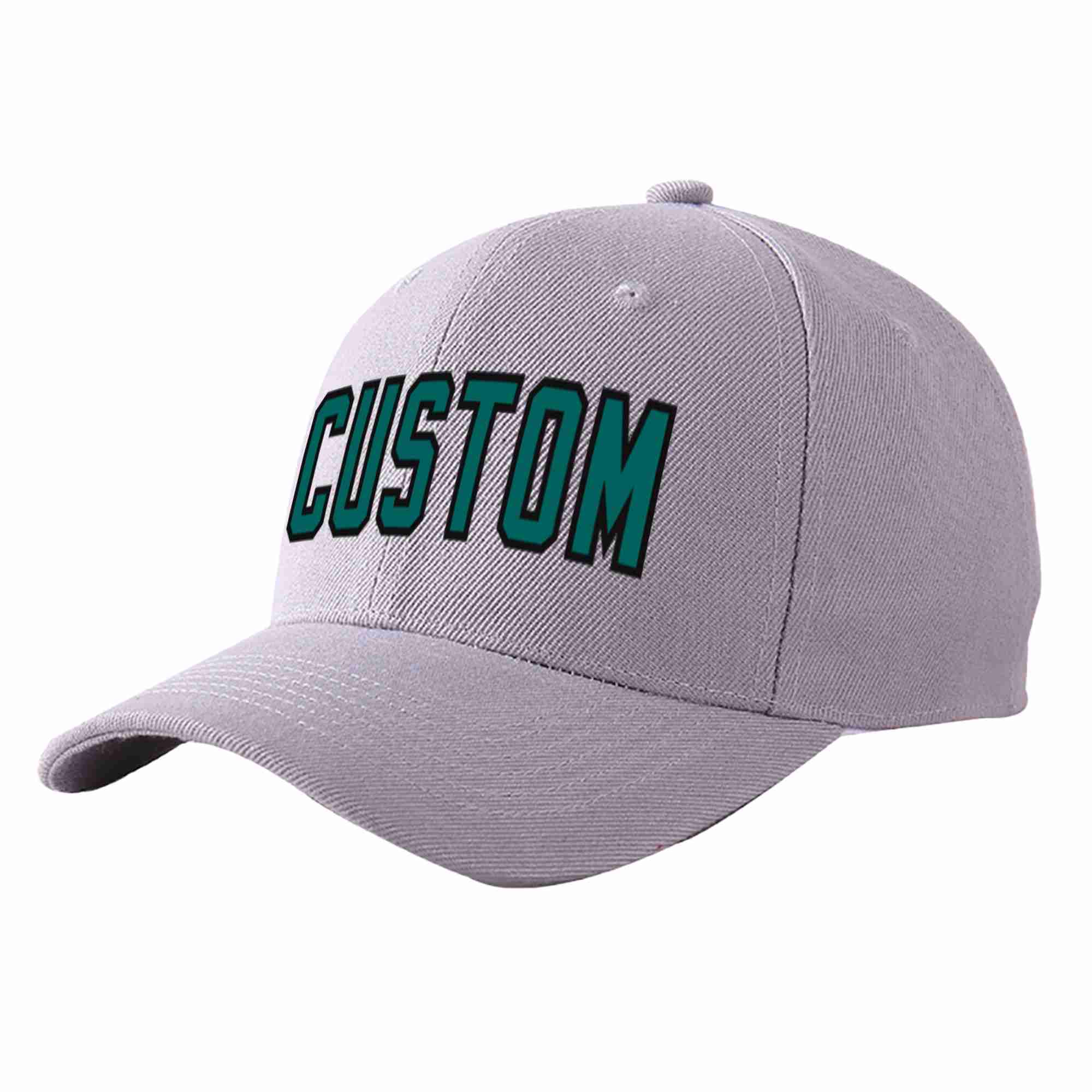 Custom Gray Aqua-Black Curved Eaves Sport Baseball Cap Design for Men/Women/Youth