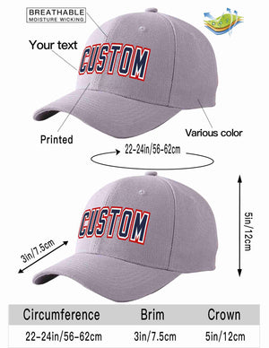 Custom Gray Navy-White Curved Eaves Sport Baseball Cap Design for Men/Women/Youth