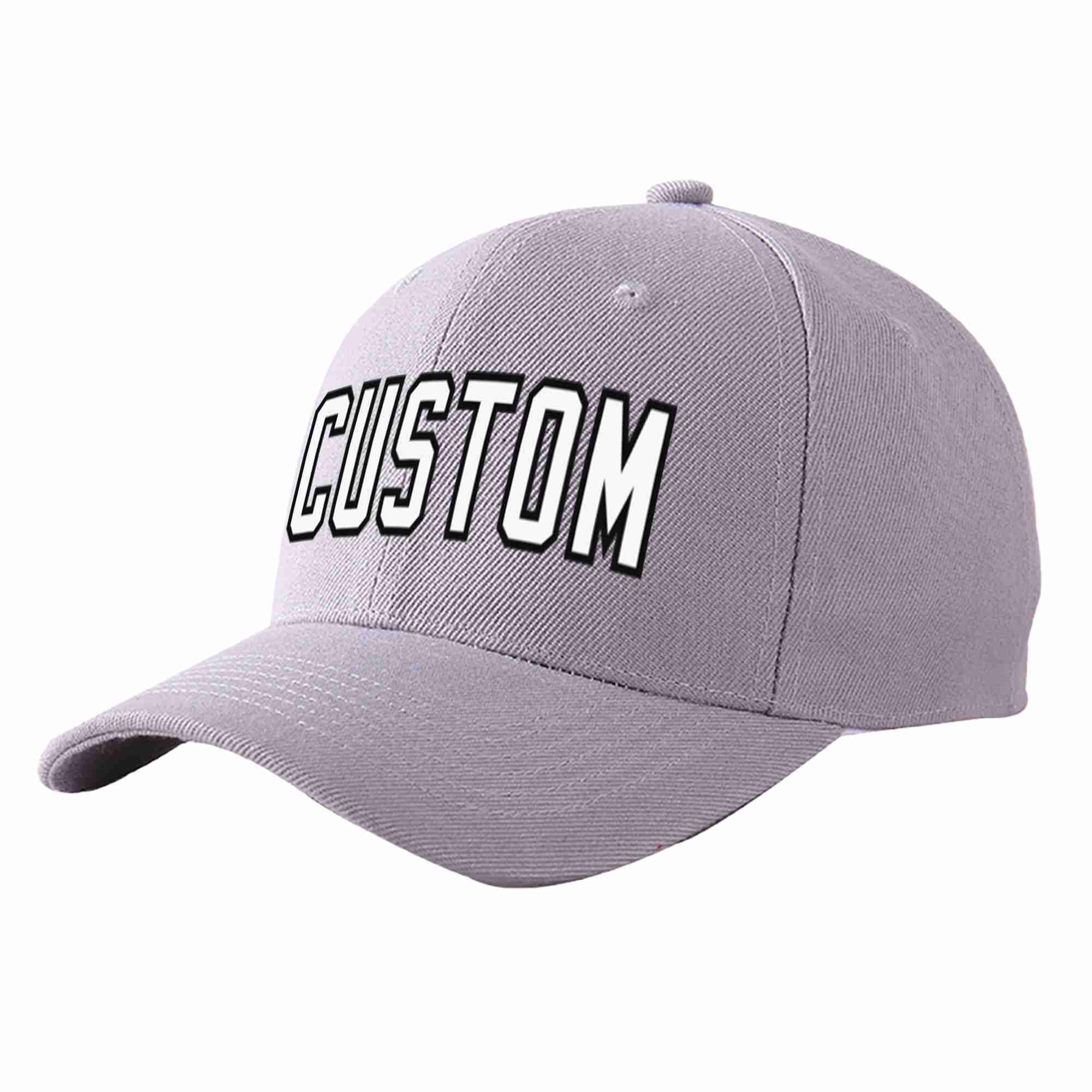 Conception de casquette de baseball de sport incurvée personnalisée gris blanc-noir pour hommes/femmes/jeunes