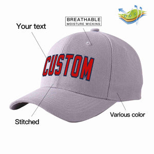 Conception personnalisée de casquette de baseball de sport courbée gris rouge-marine pour hommes/femmes/jeunes