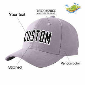 Custom Gray Black-White Curved Eaves Sport Baseball Cap Design for Men/Women/Youth