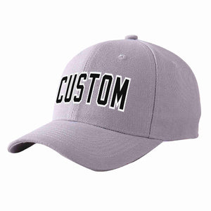 Custom Gray Black-White Curved Eaves Sport Baseball Cap Design for Men/Women/Youth