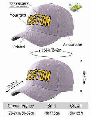 Custom Gray Gold-Black Curved Eaves Sport Baseball Cap Design for Men/Women/Youth