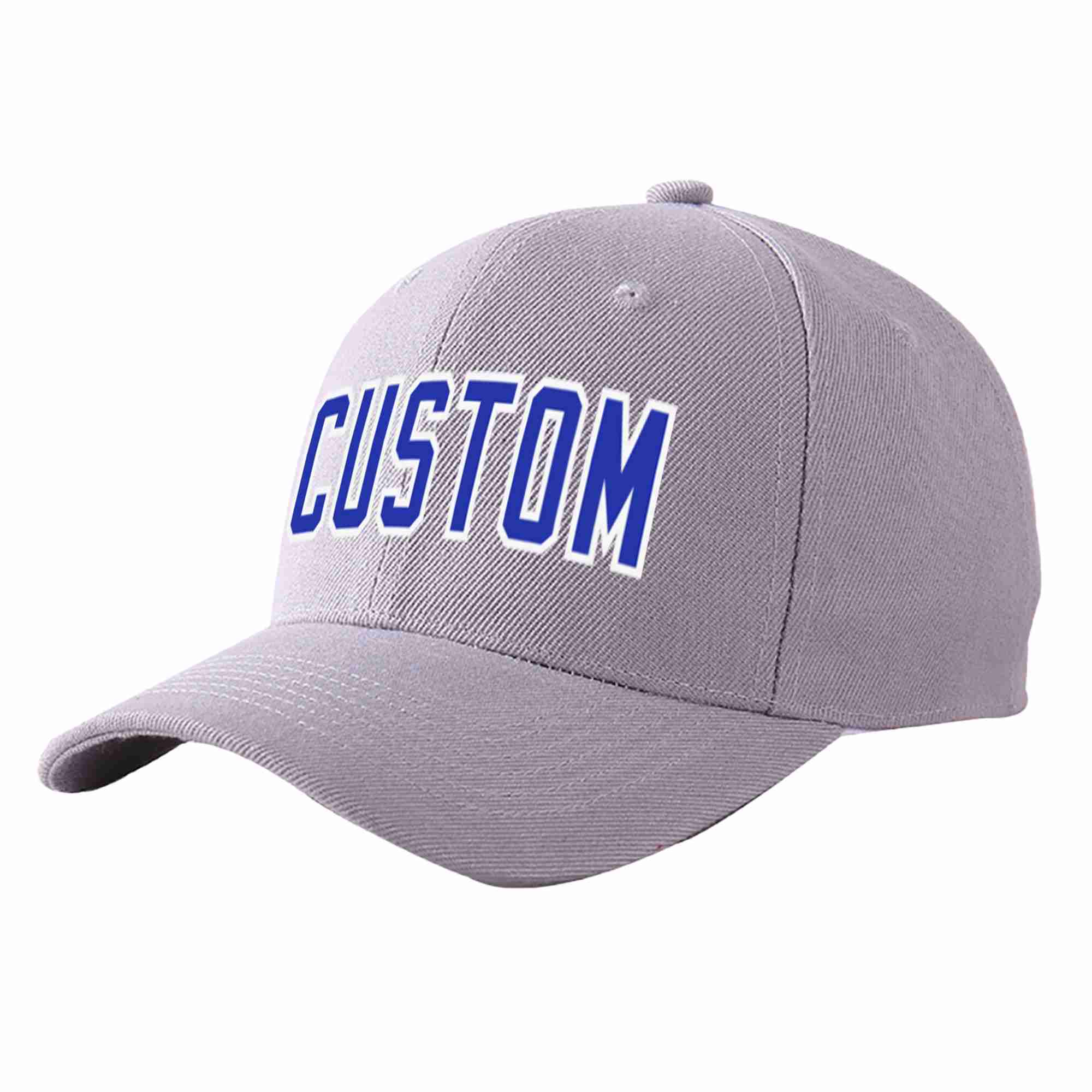 Custom Gray Royal-White Curved Eaves Sport Baseball Cap Design for Men/Women/Youth