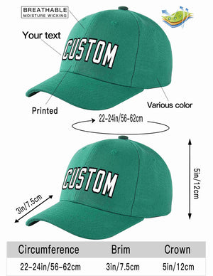 Custom Light Green White-Black Curved Eaves Sport Baseball Cap Design for Men/Women/Youth