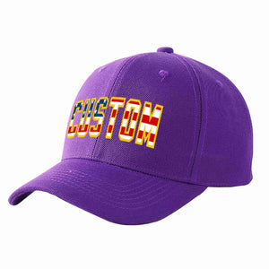 Custom Purple Vintage USA Flag-Gold Curved Eaves Sport Baseball Cap Design for Men/Women/Youth