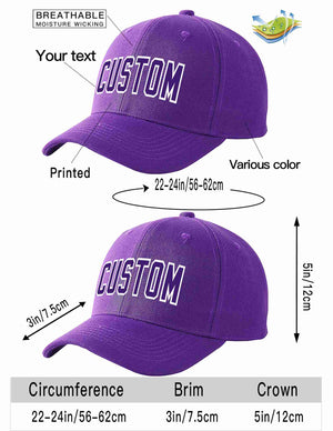 Custom Purple Purple-White Curved Eaves Sport Baseball Cap Design for Men/Women/Youth