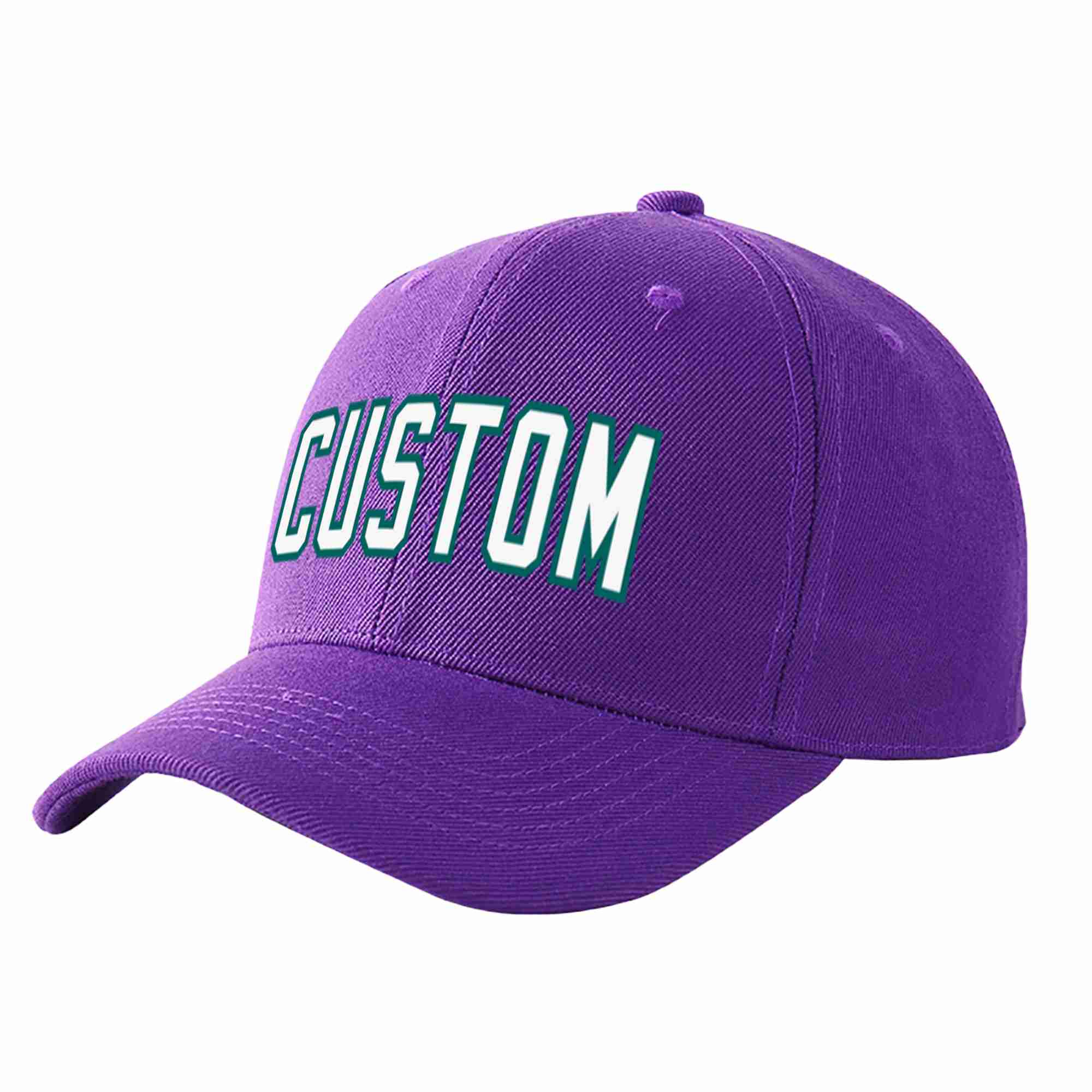 Conception personnalisée de casquette de baseball de sport incurvée pourpre blanc-aqua pour hommes/femmes/jeunes