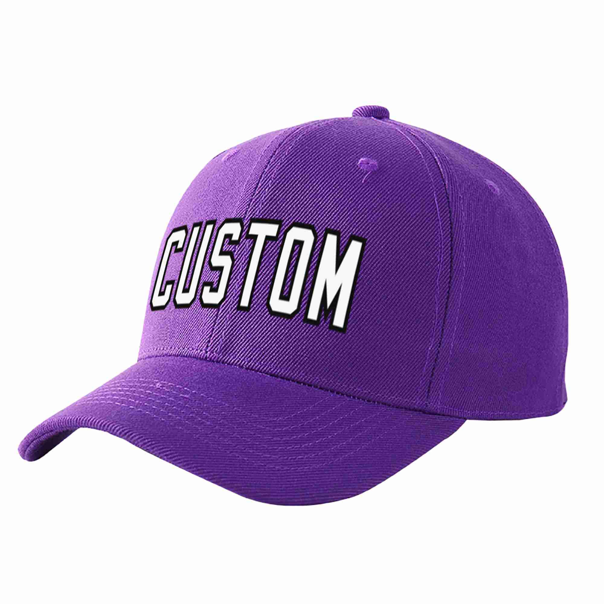 Custom Purple White-Black Curved Eaves Sport Baseball Cap Design for Men/Women/Youth