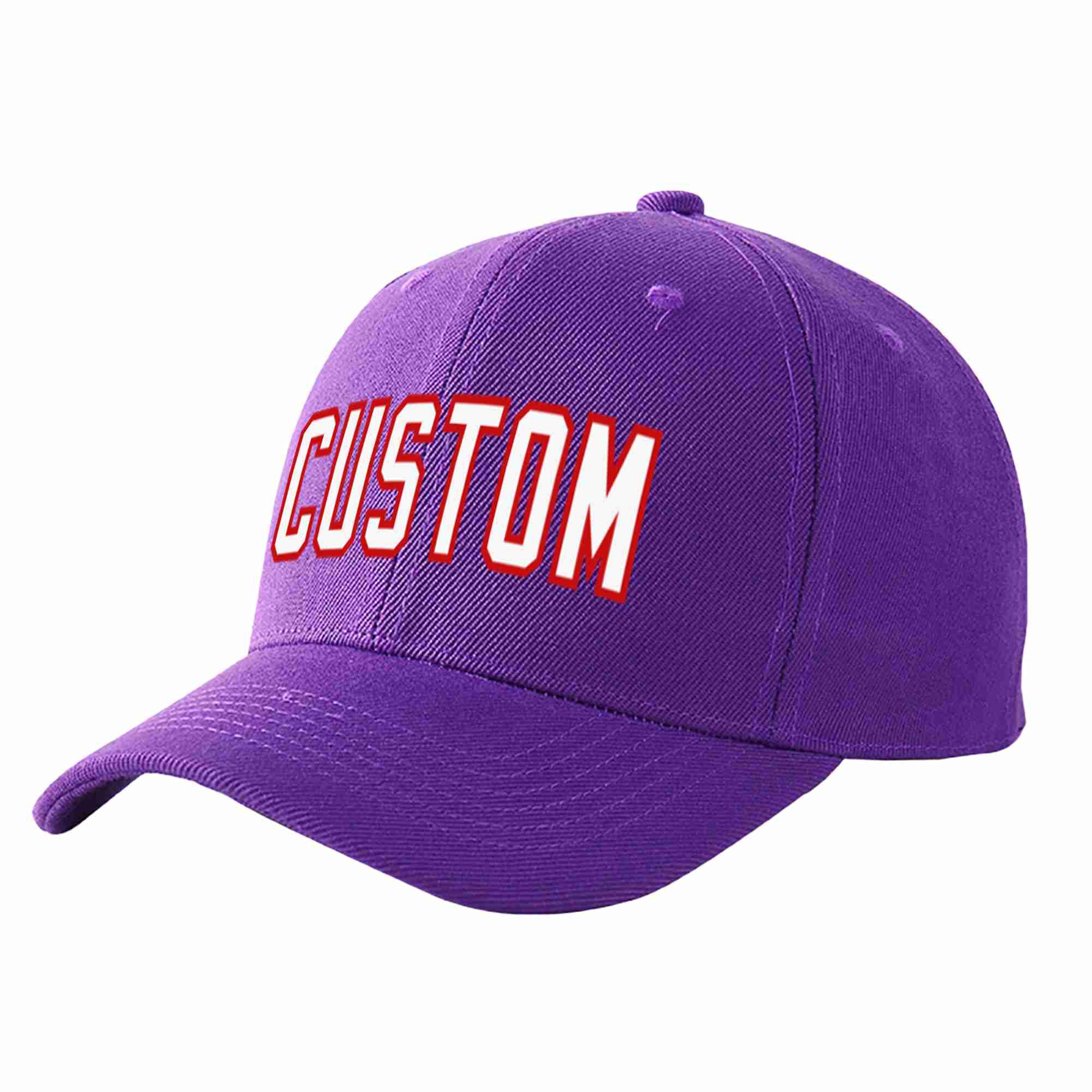 Custom Purple White-Red Curved Eaves Sport Baseball Cap Design for Men/Women/Youth