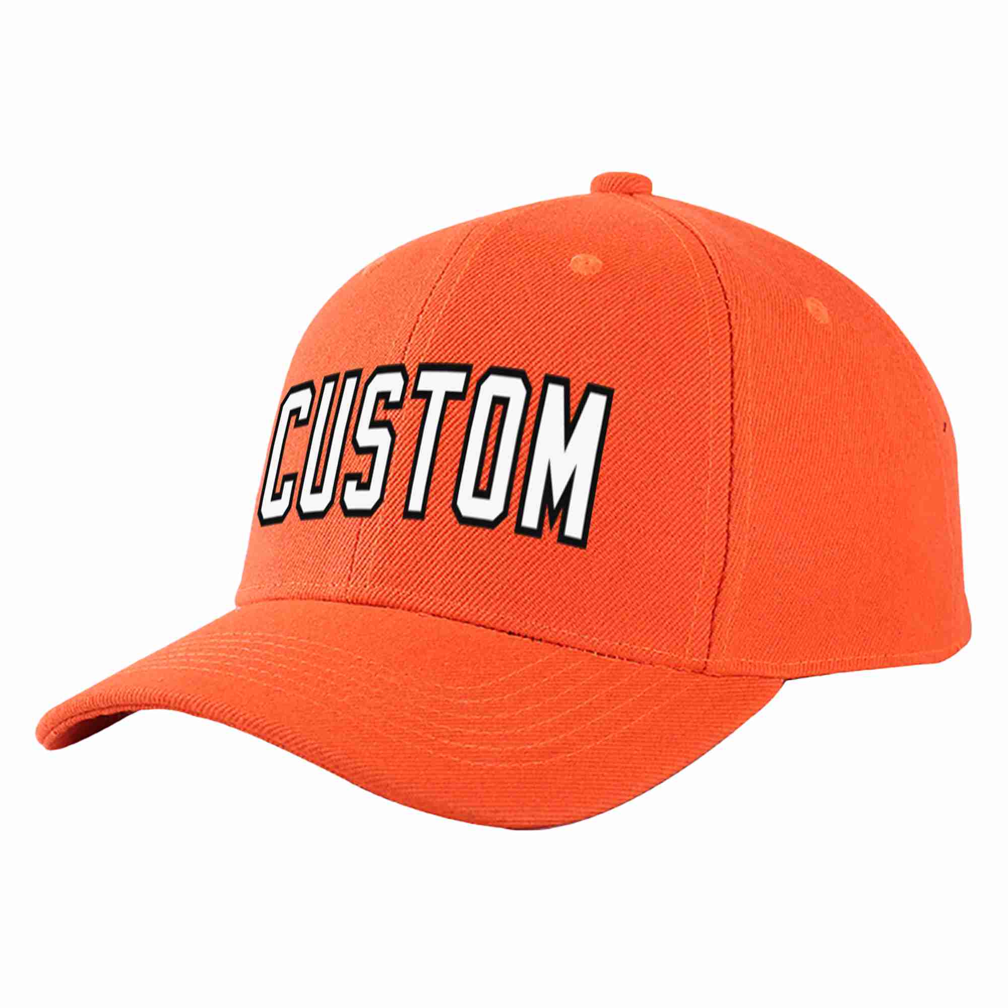 Conception personnalisée de casquette de baseball de sport incurvée blanc-noir mandarine pour hommes/femmes/jeunes