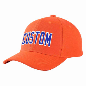 Custom Tangerine Royal-White Curved Eaves Sport Baseball Cap Design for Men/Women/Youth