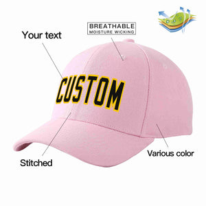 Conception personnalisée de casquette de baseball de sport incurvée rose noir-or pour hommes/femmes/jeunes