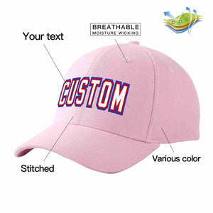 Custom Pink White-Red Curved Eaves Sport Baseball Cap Design for Men/Women/Youth