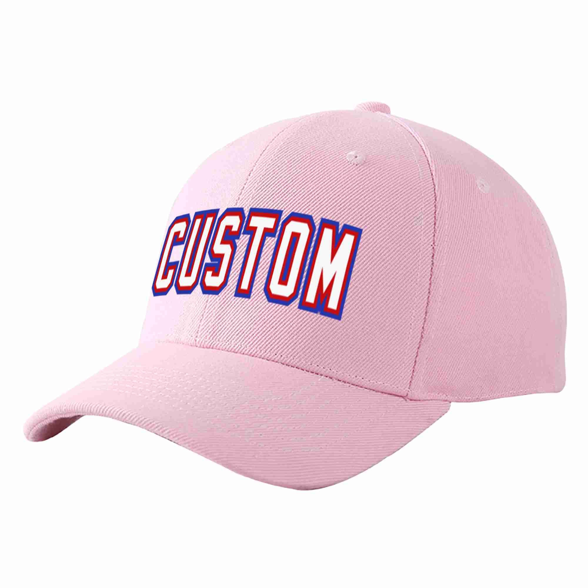 Conception personnalisée de casquette de baseball de sport incurvée rose blanc-rouge pour hommes/femmes/jeunes