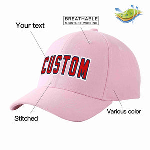 Conception personnalisée de casquette de baseball de sport incurvée rose rouge-marine pour hommes/femmes/jeunes