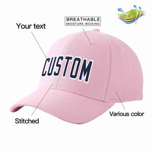 Custom Pink Navy-White Curved Eaves Sport Baseball Cap Design for Men/Women/Youth