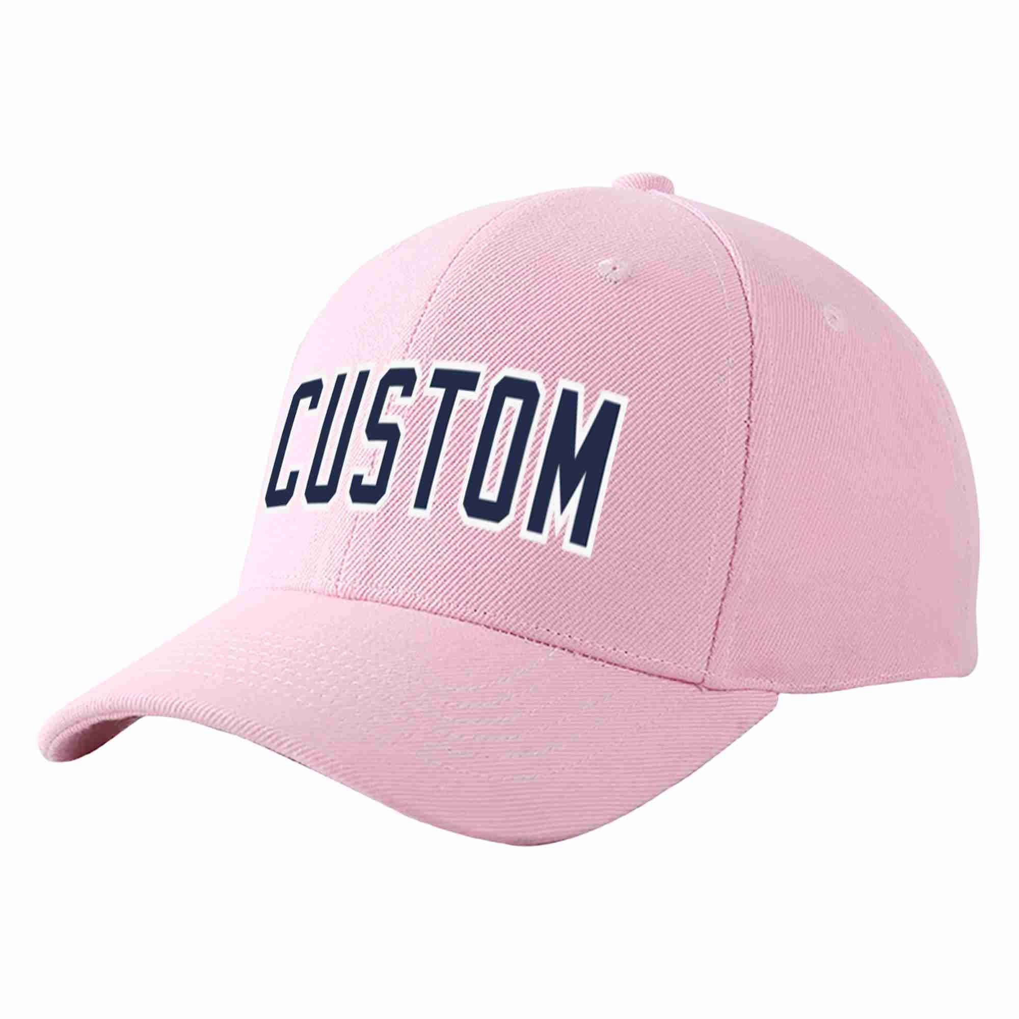 Custom Pink Navy-White Curved Eaves Sport Baseball Cap Design for Men/Women/Youth